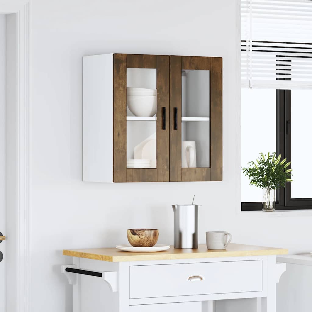 Keukenbovenkast met glazen deur Porto gerookt eikenkleurig is nu te koop bij PeponiXL, paradijselijk wonen!