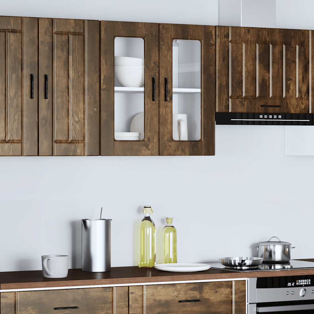 Keukenbovenkast met glazen deur Porto gerookt eikenkleurig is nu te koop bij PeponiXL, paradijselijk wonen!