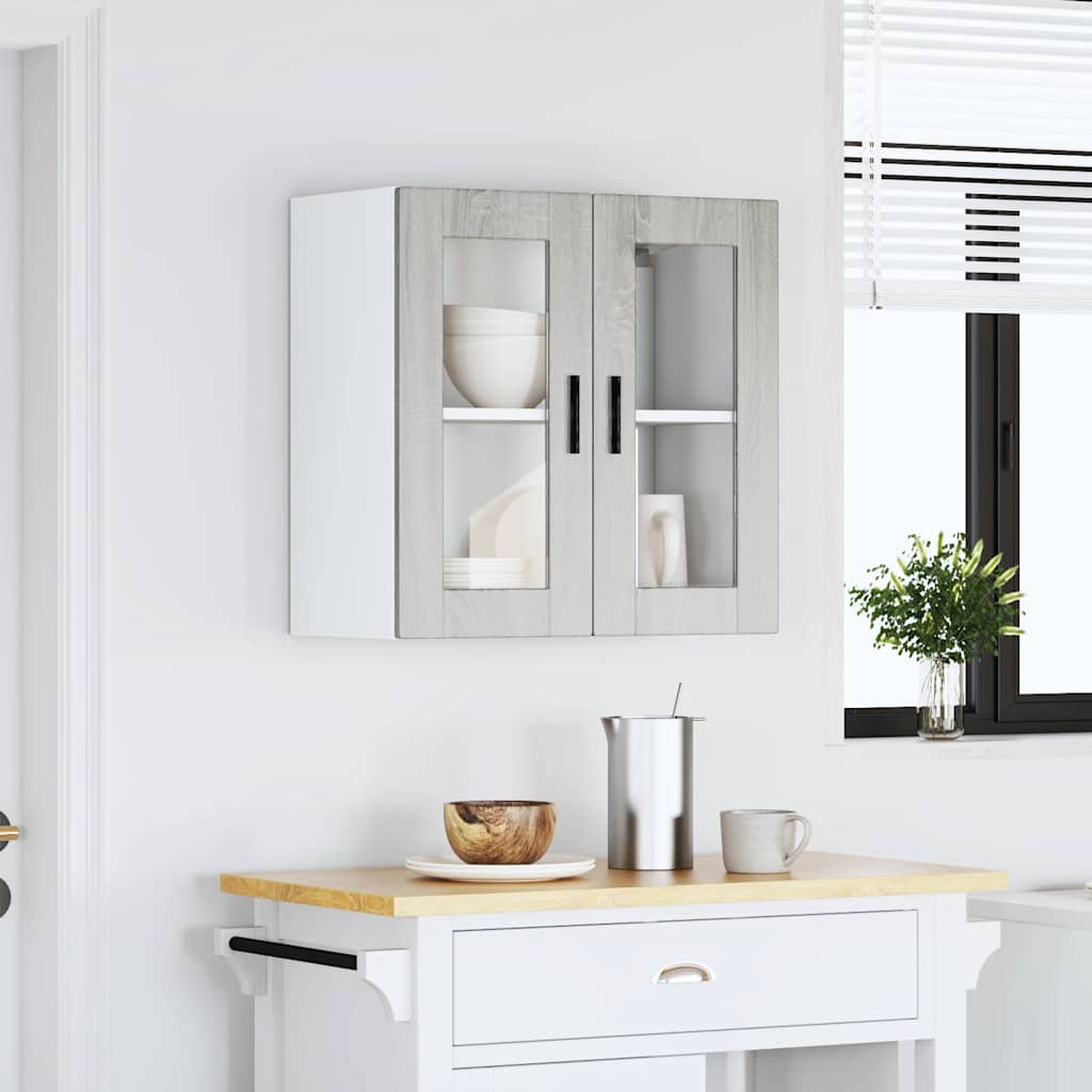 Keukenbovenkast met glazen deur Porto grijs sonoma eiken is nu te koop bij PeponiXL, paradijselijk wonen!