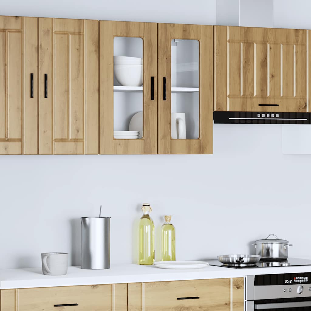 Keukenbovenkast met glazen deur Porto artisanaal eikenkleur is nu te koop bij PeponiXL, paradijselijk wonen!