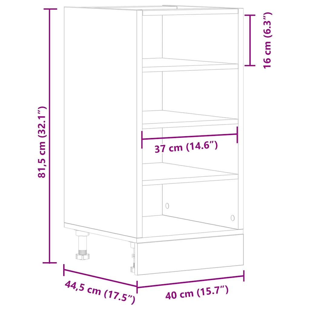 Onderkast Riga 40x44,5x81,5 cm bewerkt hout grijs sonoma eikenkleur is nu te koop bij PeponiXL, paradijselijk wonen!