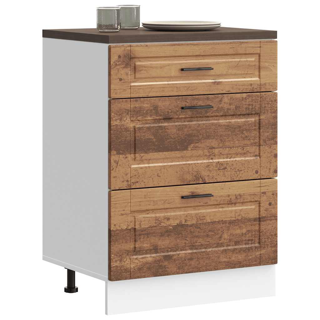Onderkast Porto bewerkt hout oud houtkleurig is nu te koop bij PeponiXL, paradijselijk wonen!