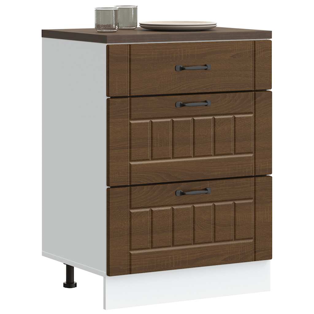 Onderkast Lucca bewerkt hout bruin eikenkleur is nu te koop bij PeponiXL, paradijselijk wonen!