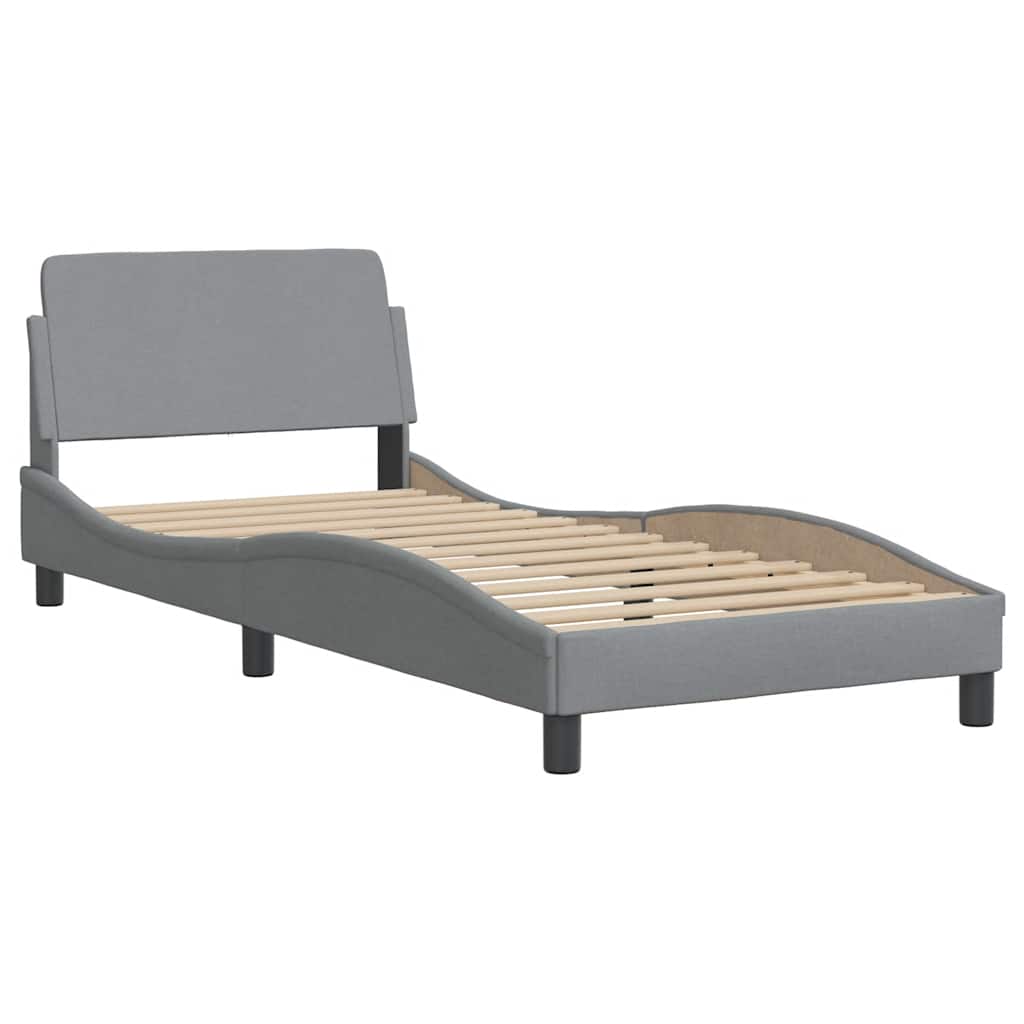 Bedframe zonder matras "Hanko" 80x200 cm stof lichtgrijs is nu te koop bij PeponiXL, paradijselijk wonen!