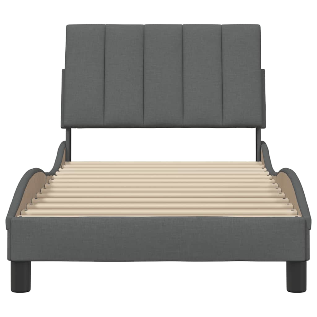 Bedframe zonder matras "Hanko" 80x200 cm stof donkergrijs is nu te koop bij PeponiXL, paradijselijk wonen!