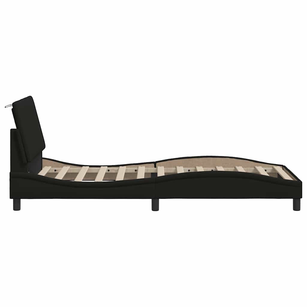 Bedframe zonder matras "Hanko" 80x200 cm stof zwart is nu te koop bij PeponiXL, paradijselijk wonen!