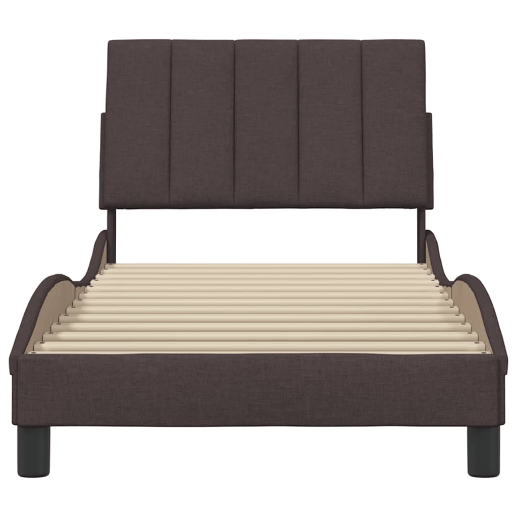 Bedframe zonder matras "Hanko" 80x200 cm stof donkerbruin is nu te koop bij PeponiXL, paradijselijk wonen!