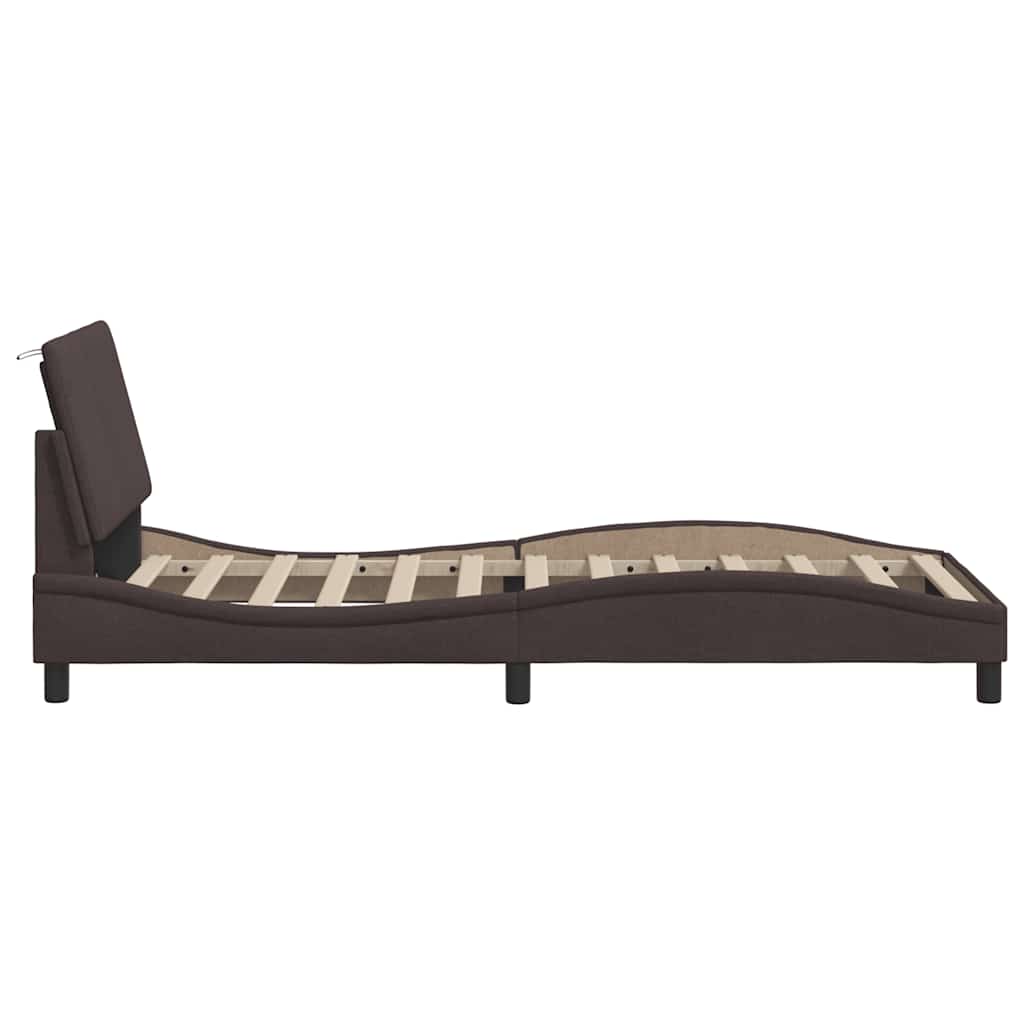 Bedframe zonder matras "Hanko" 80x200 cm stof donkerbruin is nu te koop bij PeponiXL, paradijselijk wonen!
