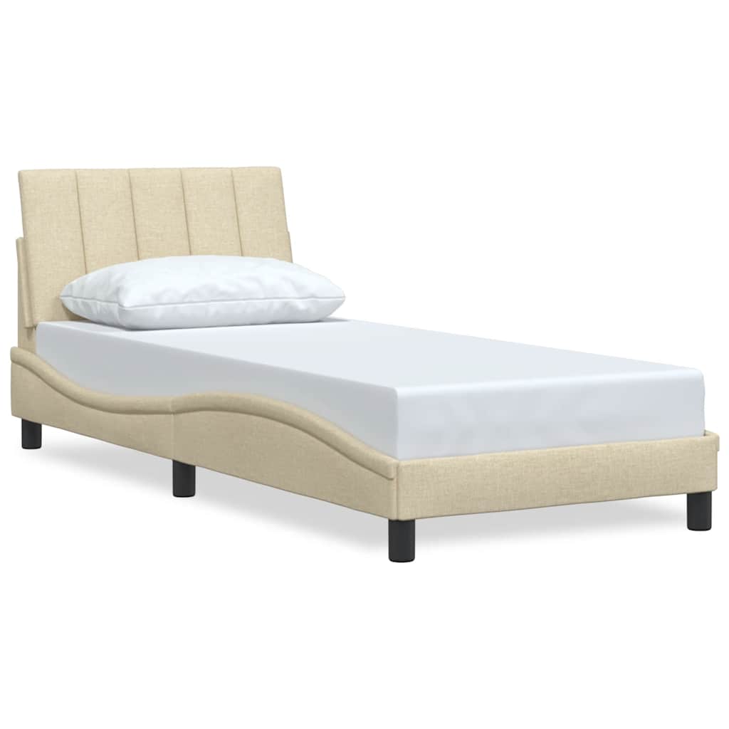 Bedframe zonder matras "Hanko" 80x200 cm stof crèmekleurig is nu te koop bij PeponiXL, paradijselijk wonen!