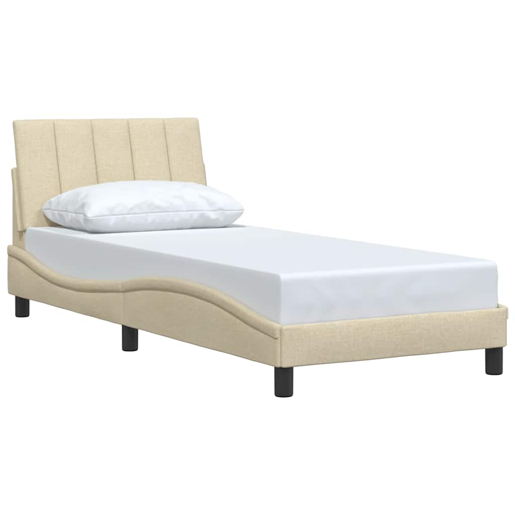 Bedframe zonder matras "Hanko" 80x200 cm stof crèmekleurig is nu te koop bij PeponiXL, paradijselijk wonen!