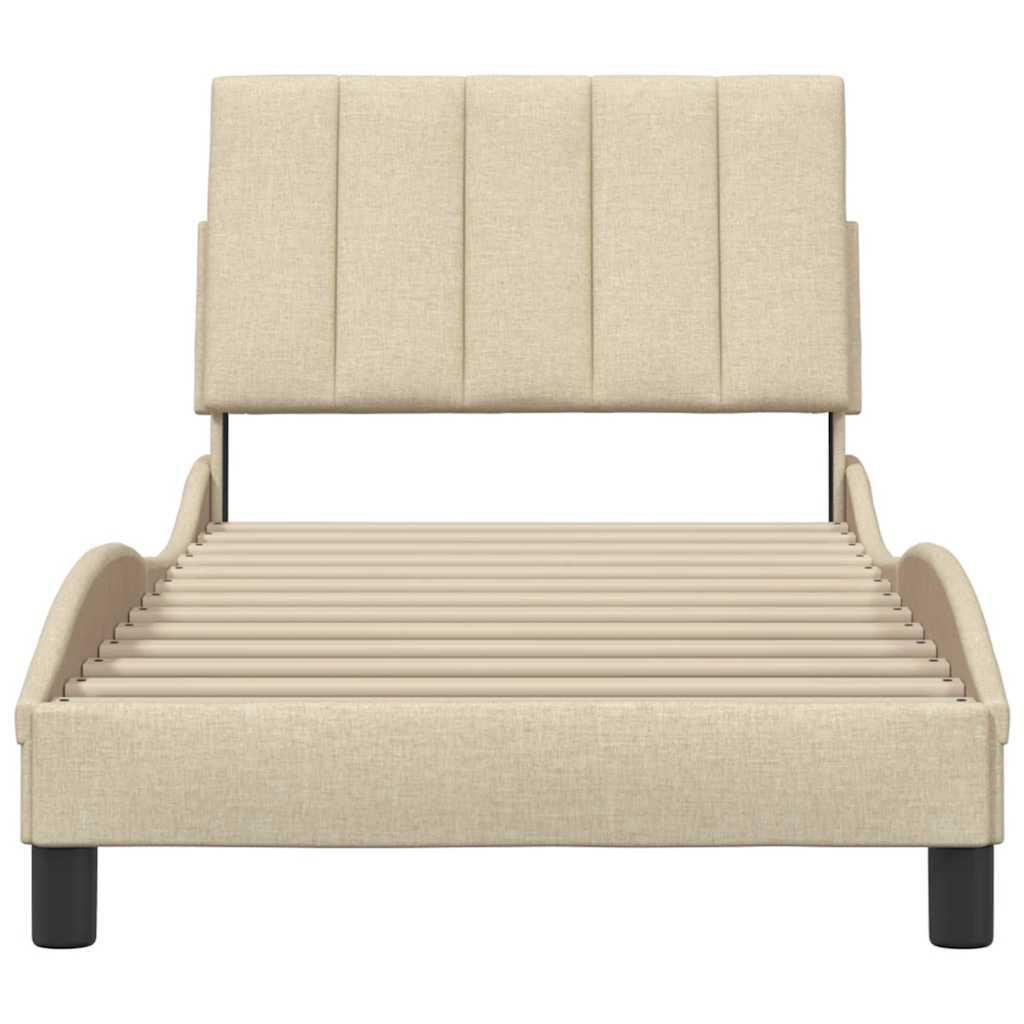Bedframe zonder matras "Hanko" 80x200 cm stof crèmekleurig is nu te koop bij PeponiXL, paradijselijk wonen!