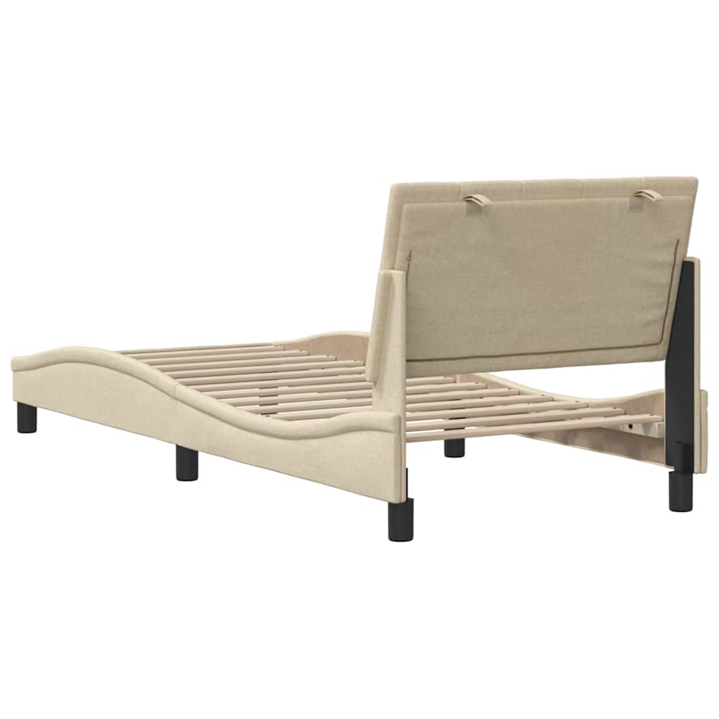 Bedframe zonder matras "Hanko" 80x200 cm stof crèmekleurig is nu te koop bij PeponiXL, paradijselijk wonen!