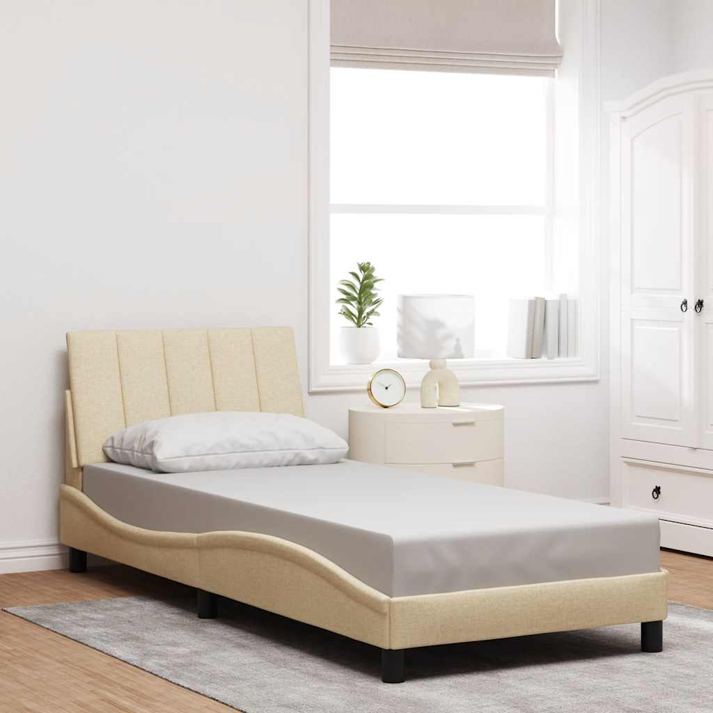 Bedframe zonder matras "Hanko" 80x200 cm stof crèmekleurig is nu te koop bij PeponiXL, paradijselijk wonen!
