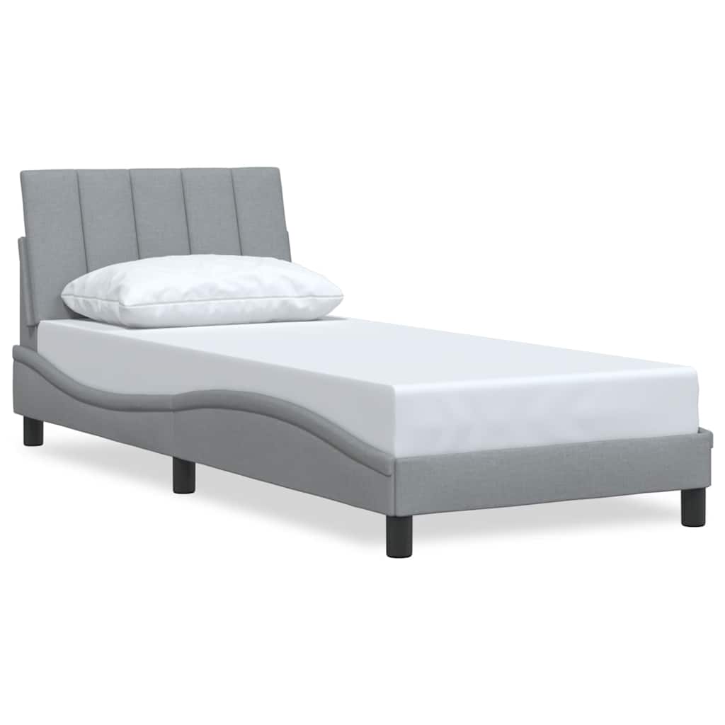 Bedframe zonder matras "Hanko" 90x190 cm stof lichtgrijs is nu te koop bij PeponiXL, paradijselijk wonen!