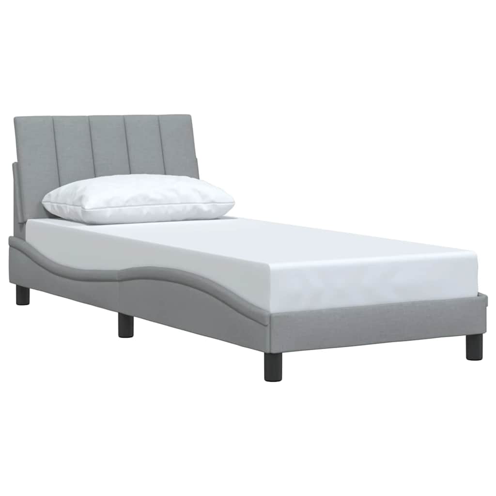 Bedframe zonder matras "Hanko" 90x190 cm stof lichtgrijs is nu te koop bij PeponiXL, paradijselijk wonen!