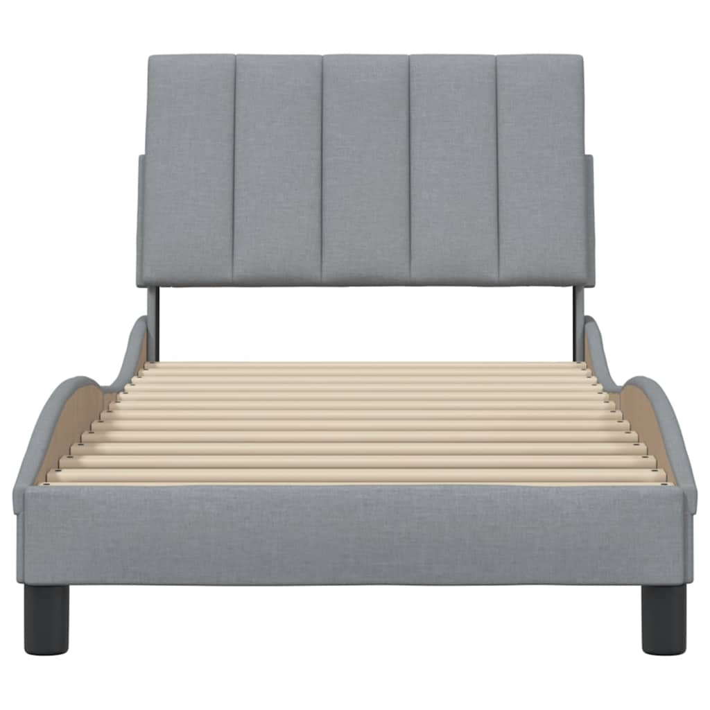 Bedframe zonder matras "Hanko" 90x190 cm stof lichtgrijs is nu te koop bij PeponiXL, paradijselijk wonen!