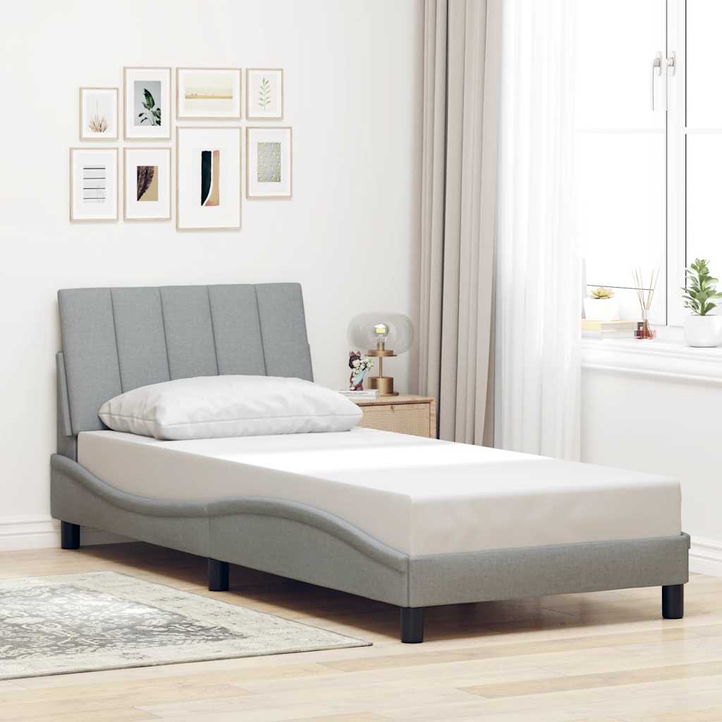 Bedframe zonder matras "Hanko" 90x190 cm stof lichtgrijs is nu te koop bij PeponiXL, paradijselijk wonen!