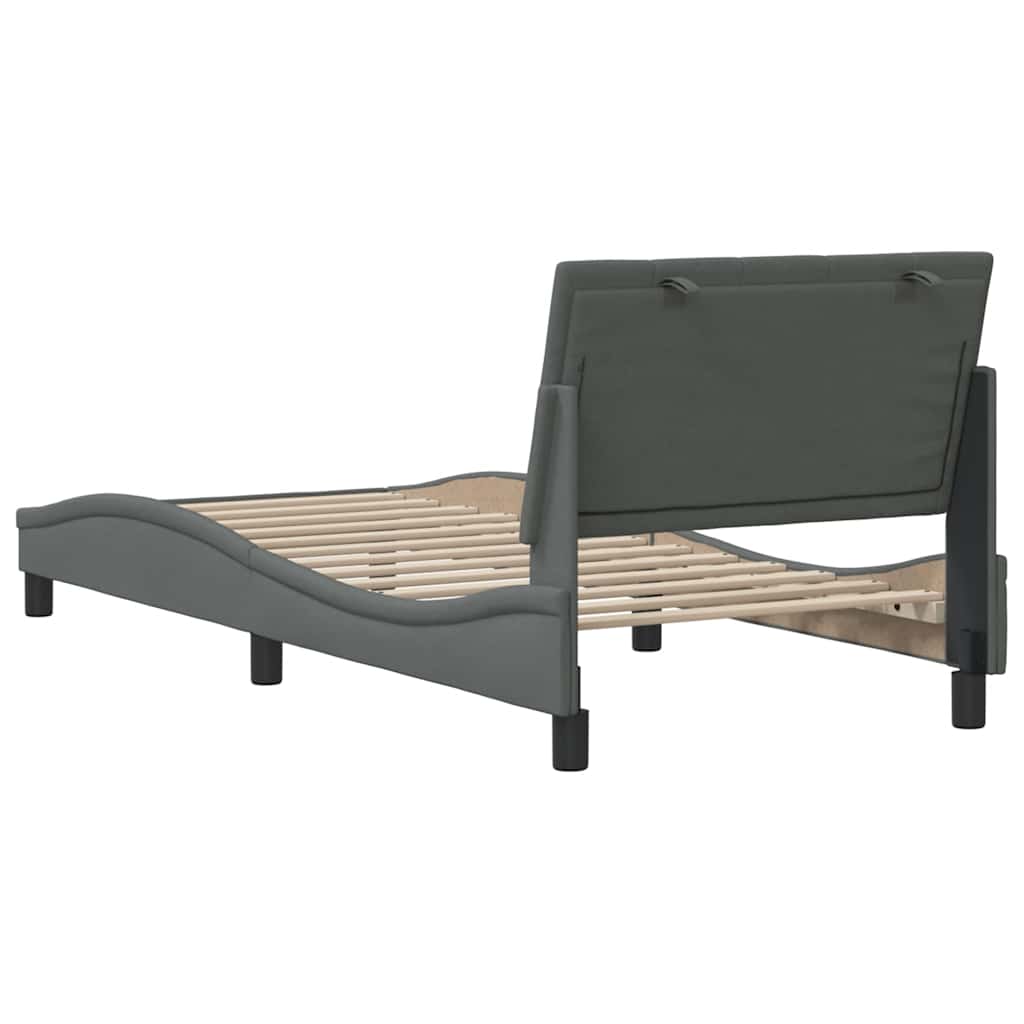 Bedframe zonder matras "Hanko" 90x190 cm stof donkergrijs is nu te koop bij PeponiXL, paradijselijk wonen!