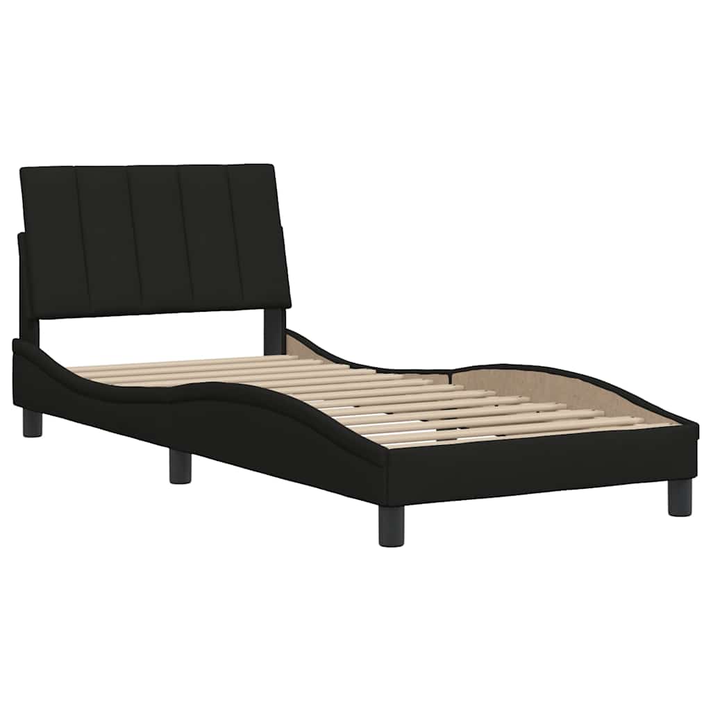 Bedframe zonder matras "Hanko" 90x190 cm stof zwart is nu te koop bij PeponiXL, paradijselijk wonen!
