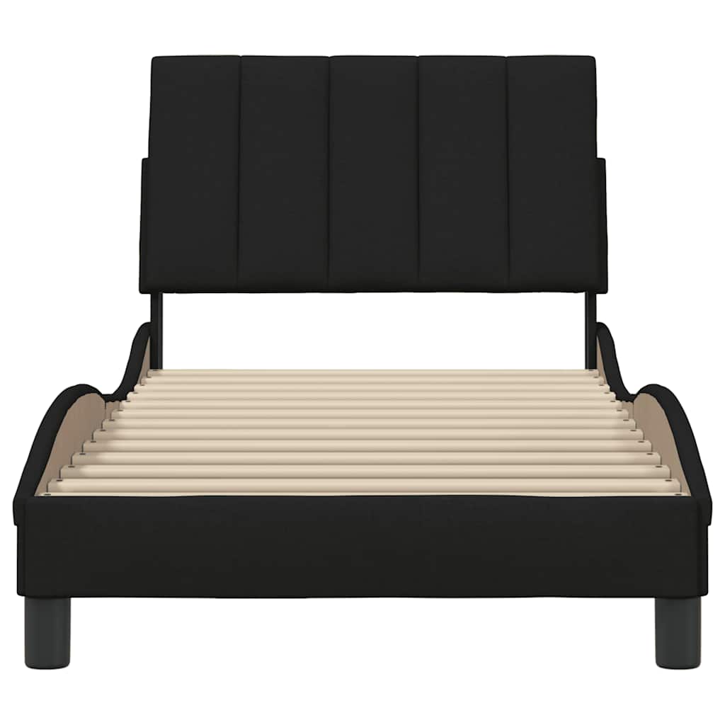 Bedframe zonder matras "Hanko" 90x190 cm stof zwart is nu te koop bij PeponiXL, paradijselijk wonen!