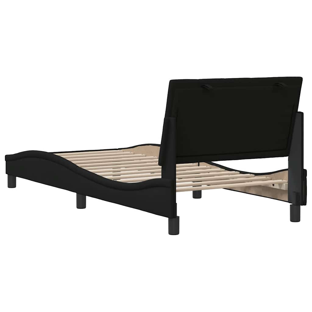 Bedframe zonder matras "Hanko" 90x190 cm stof zwart is nu te koop bij PeponiXL, paradijselijk wonen!