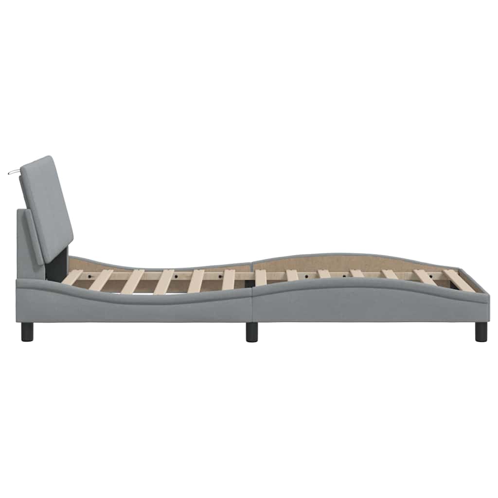 Bedframe zonder matras "Hanko" 90x200 cm stof lichtgrijs is nu te koop bij PeponiXL, paradijselijk wonen!