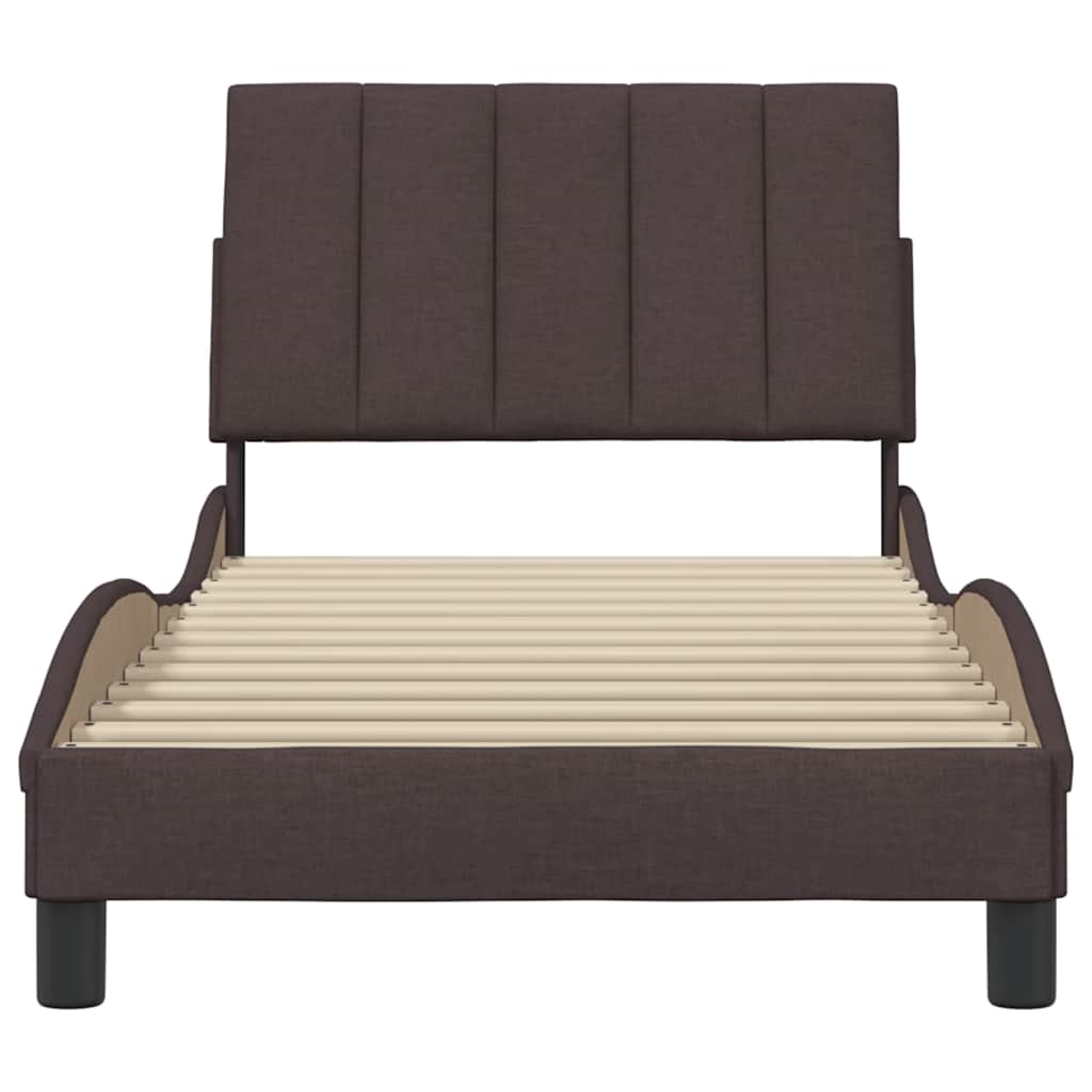 Bedframe zonder matras "Hanko" 90x200 cm stof donkerbruin is nu te koop bij PeponiXL, paradijselijk wonen!