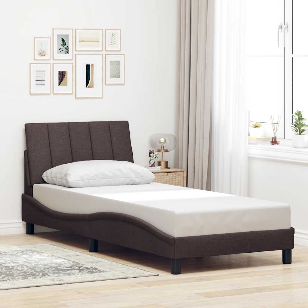 Bedframe zonder matras "Hanko" 90x200 cm stof donkerbruin is nu te koop bij PeponiXL, paradijselijk wonen!