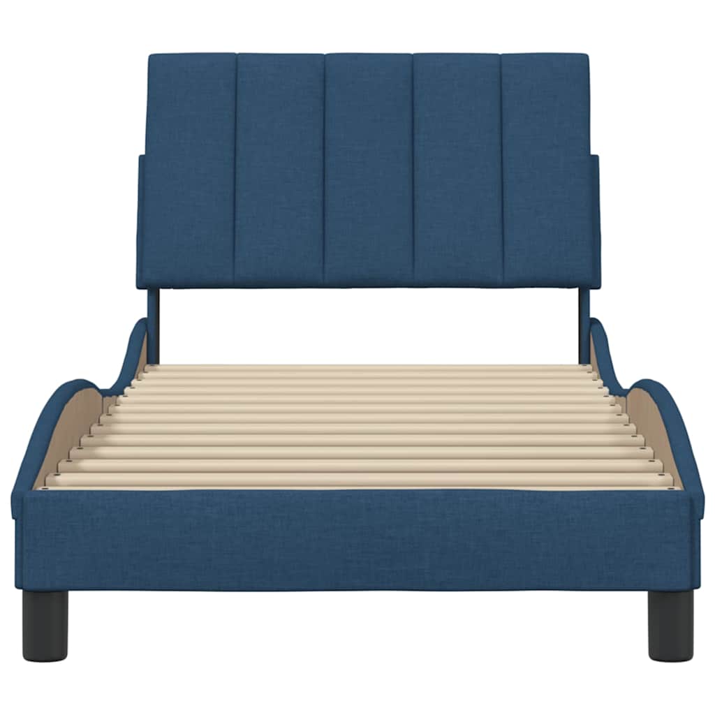 Bedframe zonder matras "Hanko" 90x200 cm stof blauw is nu te koop bij PeponiXL, paradijselijk wonen!