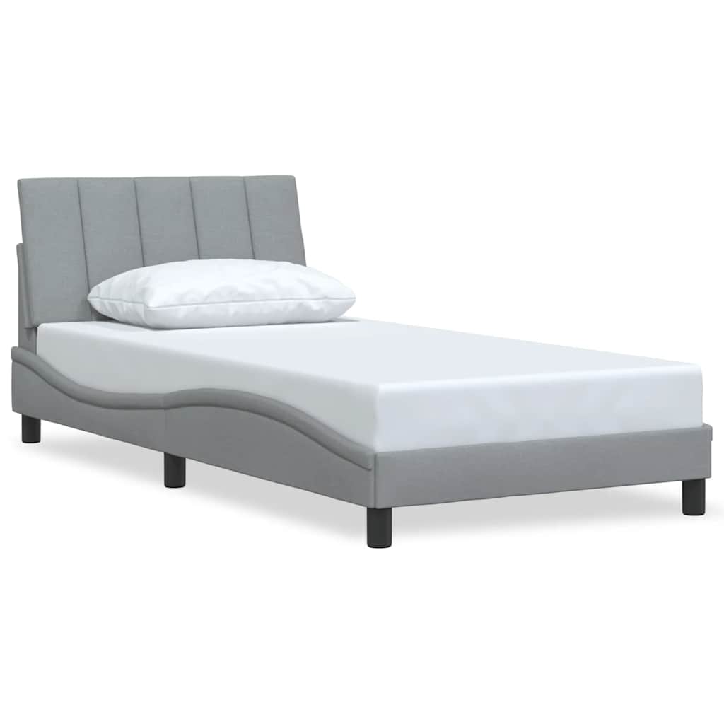 Bedframe zonder matras "Hanko" 100x200 cm stof lichtgrijs is nu te koop bij PeponiXL, paradijselijk wonen!