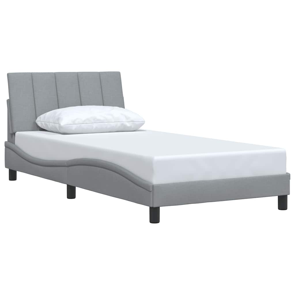 Bedframe zonder matras "Hanko" 100x200 cm stof lichtgrijs is nu te koop bij PeponiXL, paradijselijk wonen!