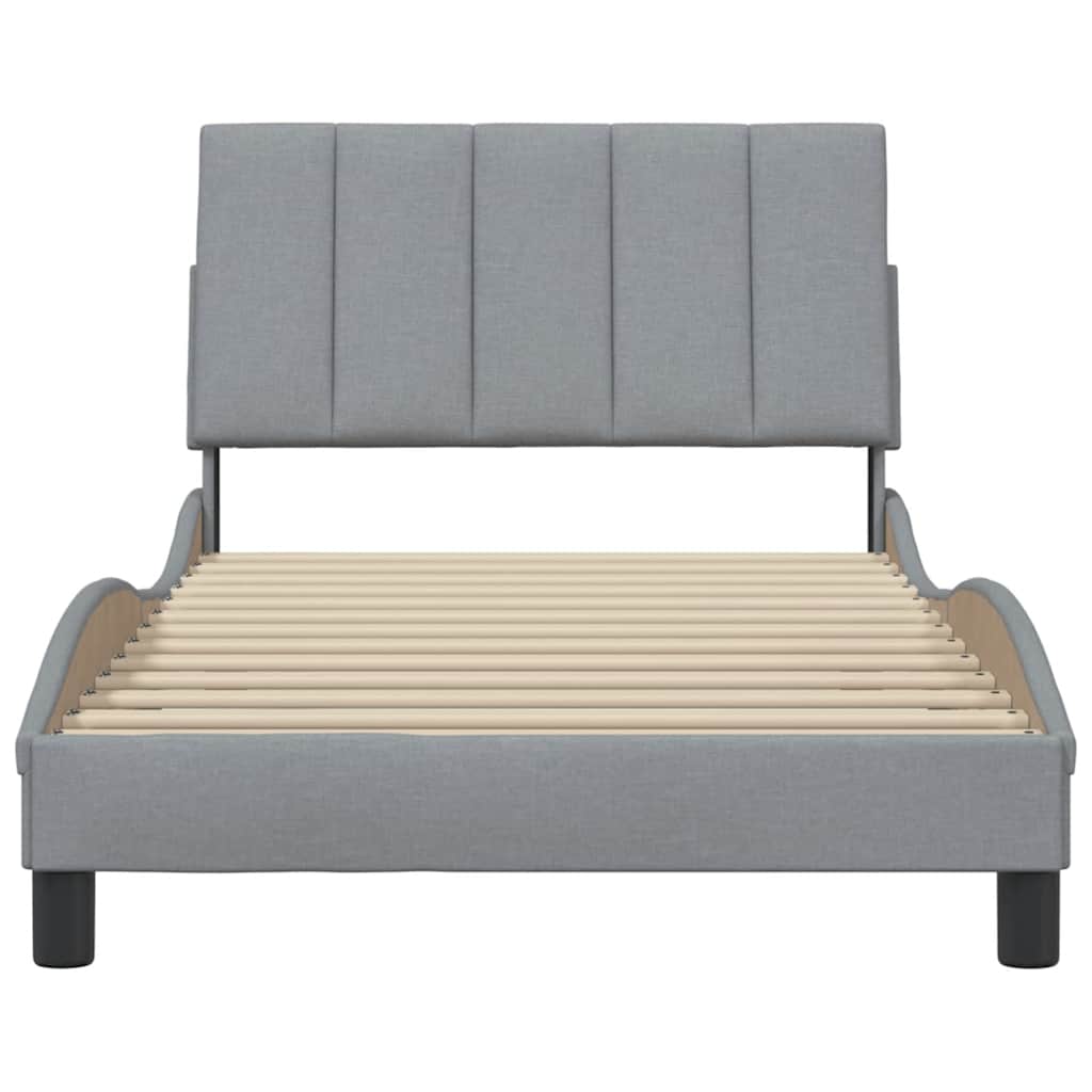 Bedframe zonder matras "Hanko" 100x200 cm stof lichtgrijs is nu te koop bij PeponiXL, paradijselijk wonen!