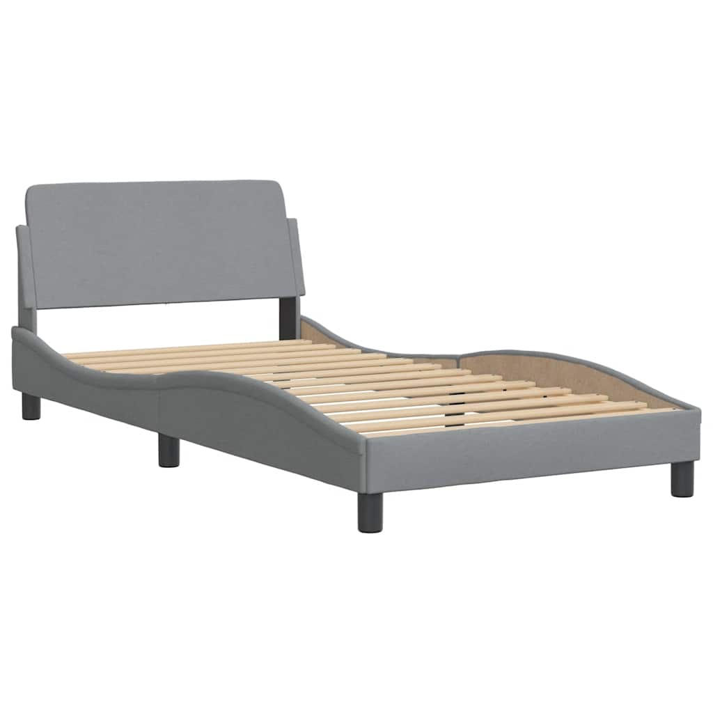 Bedframe zonder matras "Hanko" 100x200 cm stof lichtgrijs is nu te koop bij PeponiXL, paradijselijk wonen!