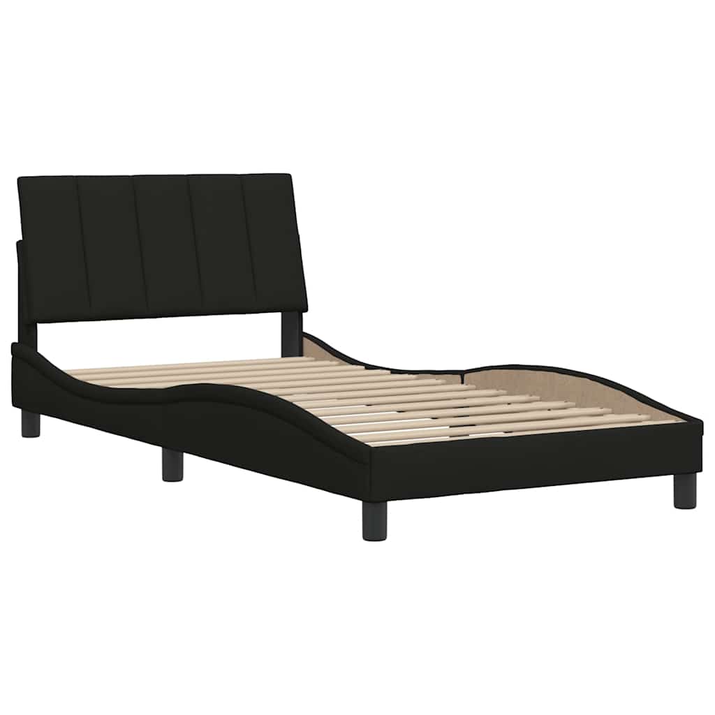 Bedframe zonder matras "Hanko" 100x200 cm stof zwart is nu te koop bij PeponiXL, paradijselijk wonen!