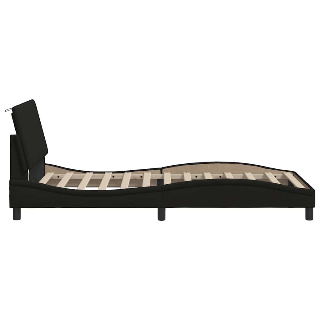 Bedframe zonder matras "Hanko" 100x200 cm stof zwart is nu te koop bij PeponiXL, paradijselijk wonen!