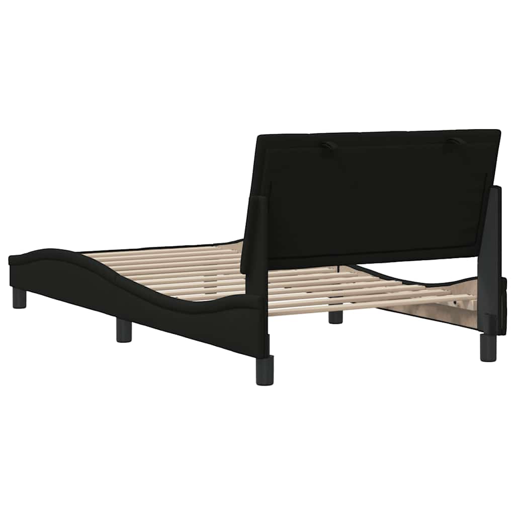 Bedframe zonder matras "Hanko" 100x200 cm stof zwart is nu te koop bij PeponiXL, paradijselijk wonen!