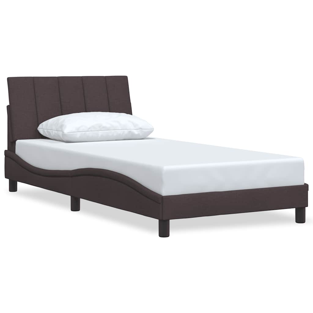 Bedframe zonder matras "Hanko" 100x200 cm stof donkerbruin is nu te koop bij PeponiXL, paradijselijk wonen!