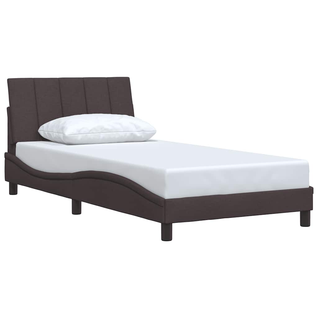 Bedframe zonder matras "Hanko" 100x200 cm stof donkerbruin is nu te koop bij PeponiXL, paradijselijk wonen!