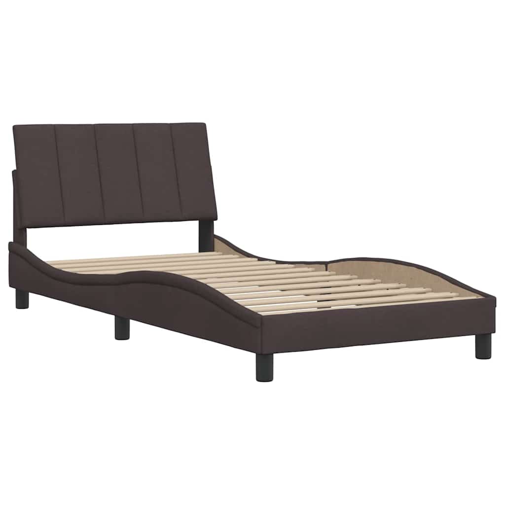 Bedframe zonder matras "Hanko" 100x200 cm stof donkerbruin is nu te koop bij PeponiXL, paradijselijk wonen!