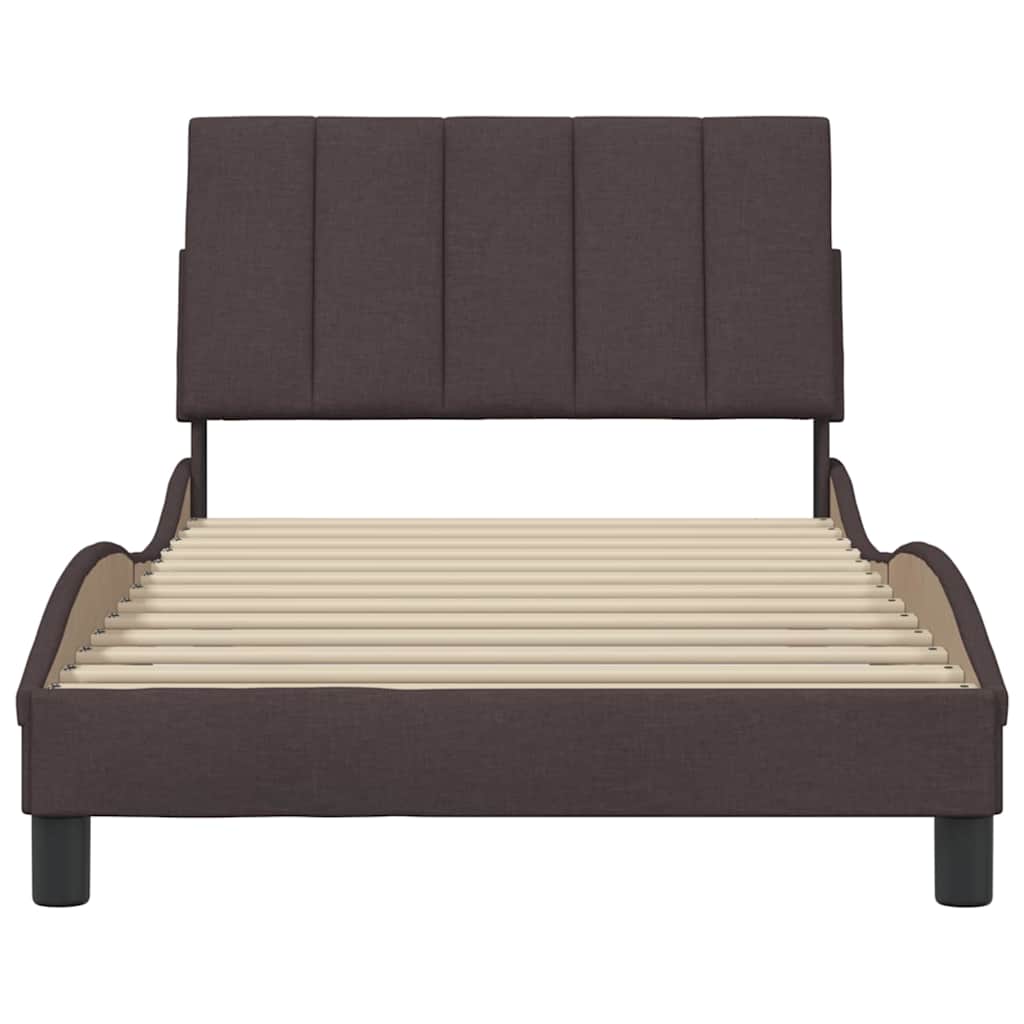 Bedframe zonder matras "Hanko" 100x200 cm stof donkerbruin is nu te koop bij PeponiXL, paradijselijk wonen!