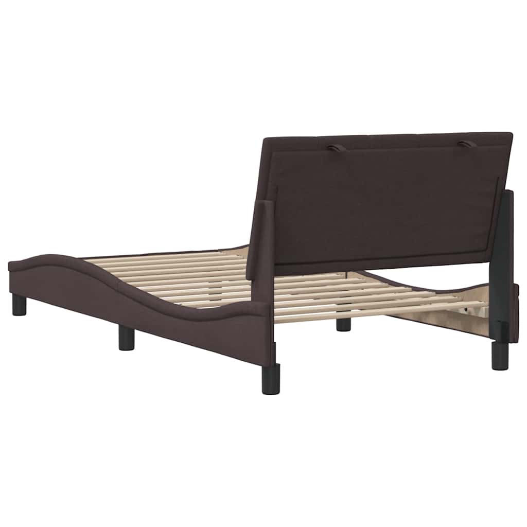 Bedframe zonder matras "Hanko" 100x200 cm stof donkerbruin is nu te koop bij PeponiXL, paradijselijk wonen!