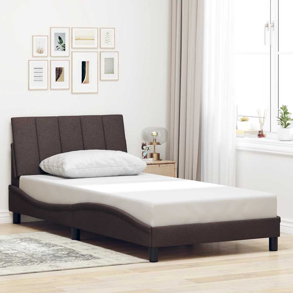 Bedframe zonder matras "Hanko" 100x200 cm stof donkerbruin is nu te koop bij PeponiXL, paradijselijk wonen!