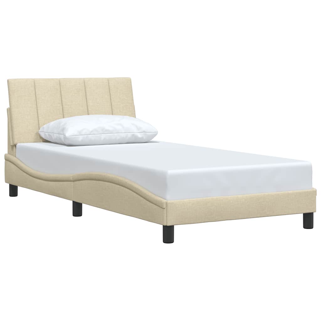 Bedframe zonder matras "Hanko" 100x200 cm stof crèmekleurig is nu te koop bij PeponiXL, paradijselijk wonen!