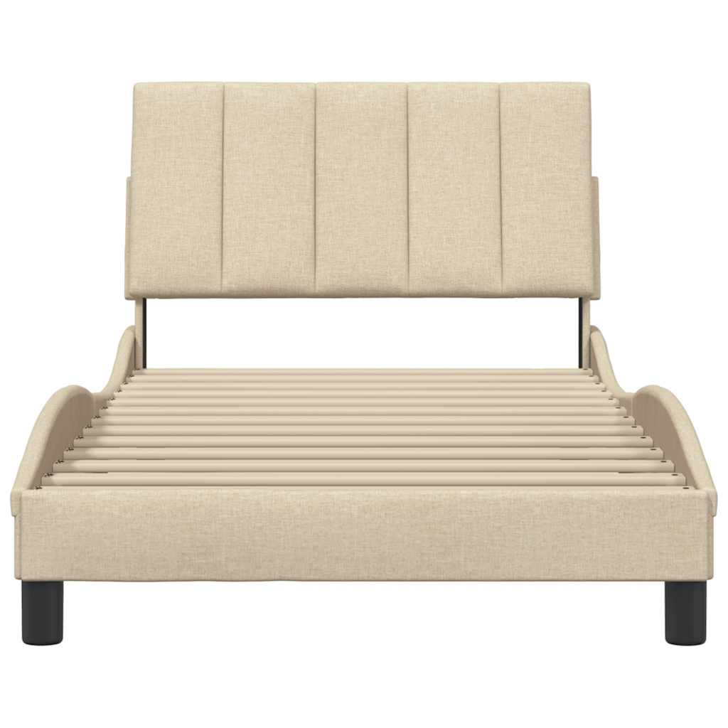 Bedframe zonder matras "Hanko" 100x200 cm stof crèmekleurig is nu te koop bij PeponiXL, paradijselijk wonen!