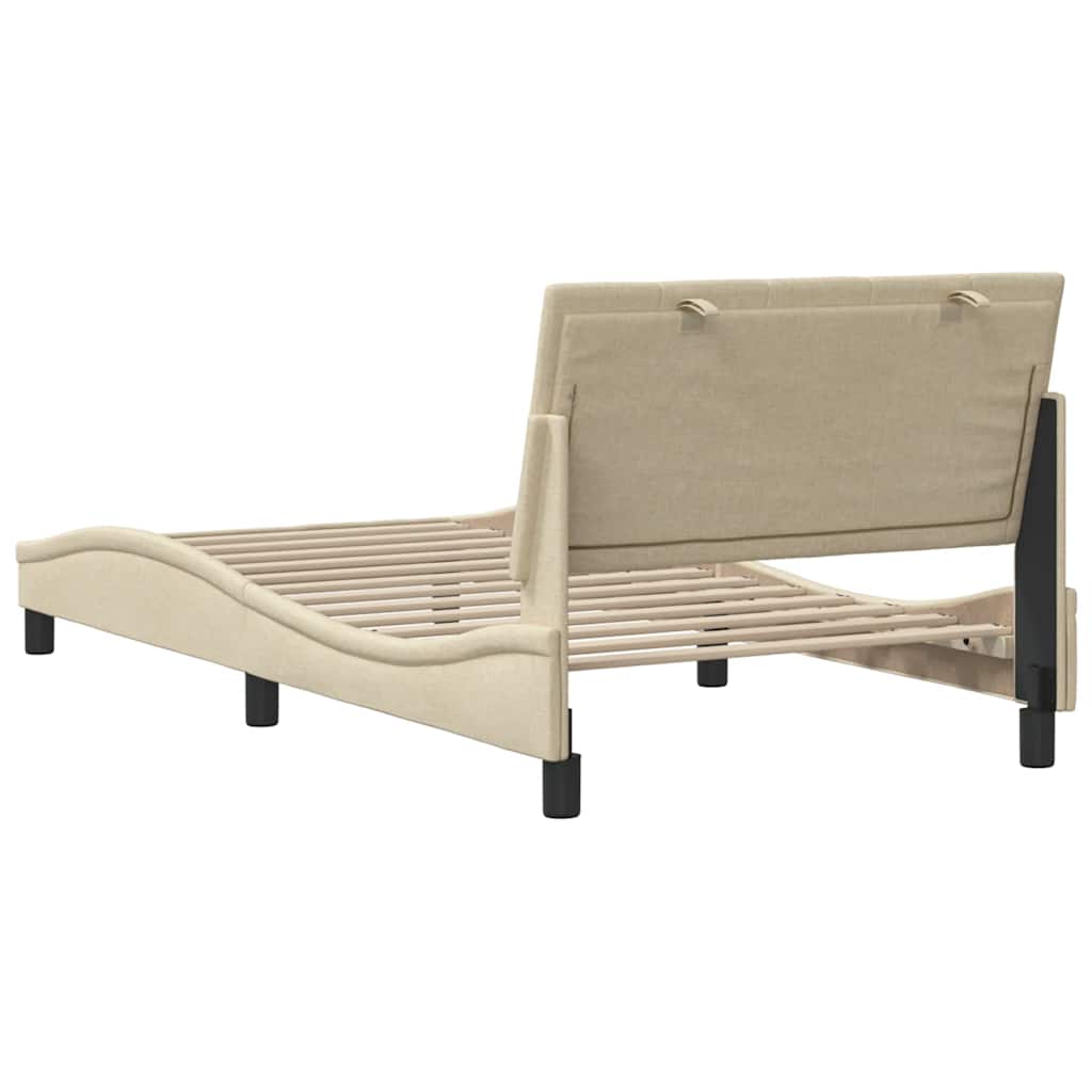 Bedframe zonder matras "Hanko" 100x200 cm stof crèmekleurig is nu te koop bij PeponiXL, paradijselijk wonen!