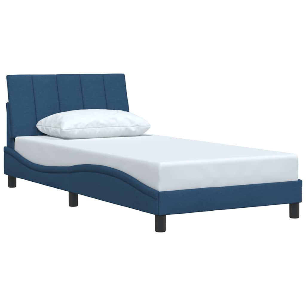 Bedframe zonder matras "Hanko" 100x200 cm stof blauw is nu te koop bij PeponiXL, paradijselijk wonen!