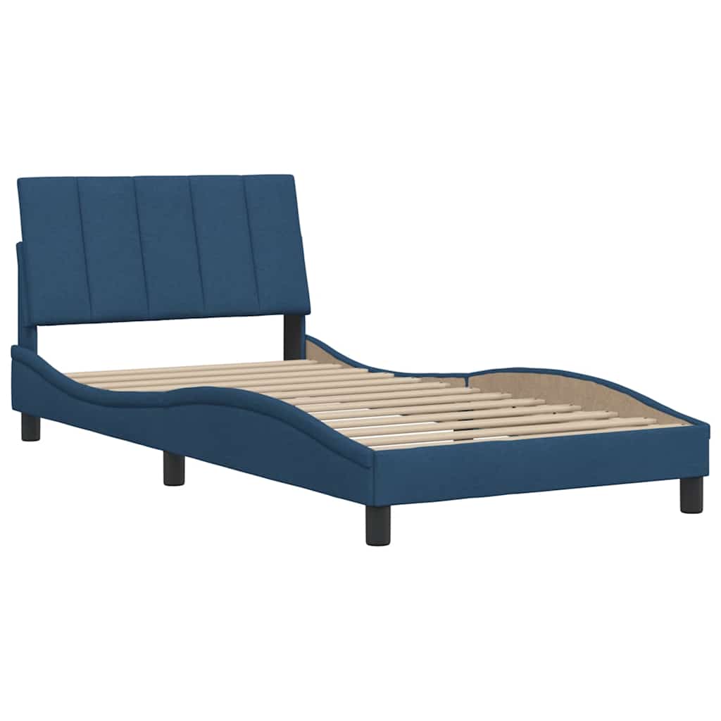 Bedframe zonder matras "Hanko" 100x200 cm stof blauw is nu te koop bij PeponiXL, paradijselijk wonen!
