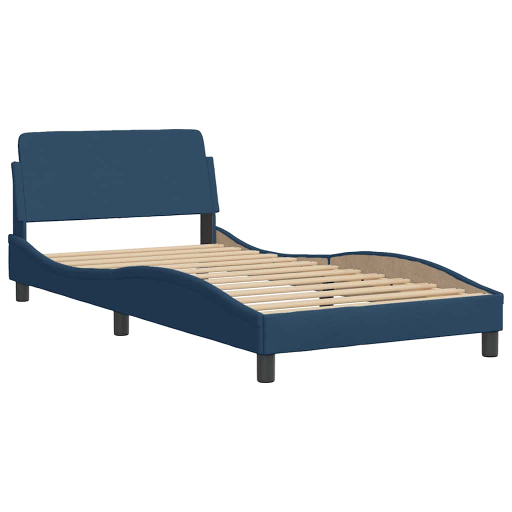 Bedframe zonder matras "Hanko" 100x200 cm stof blauw is nu te koop bij PeponiXL, paradijselijk wonen!