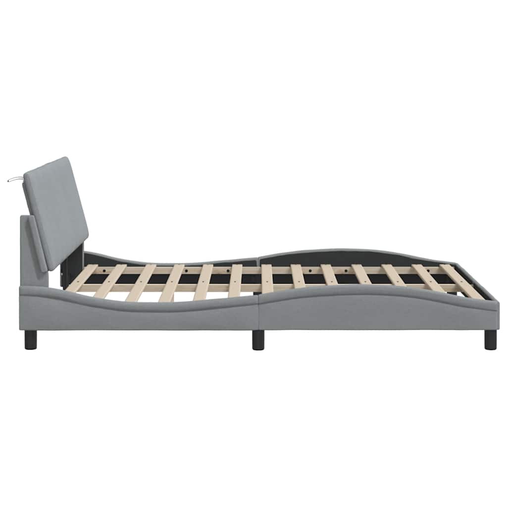 Bedframe zonder matras "Hanko" stof lichtgrijs 140x190 cm is nu te koop bij PeponiXL, paradijselijk wonen!