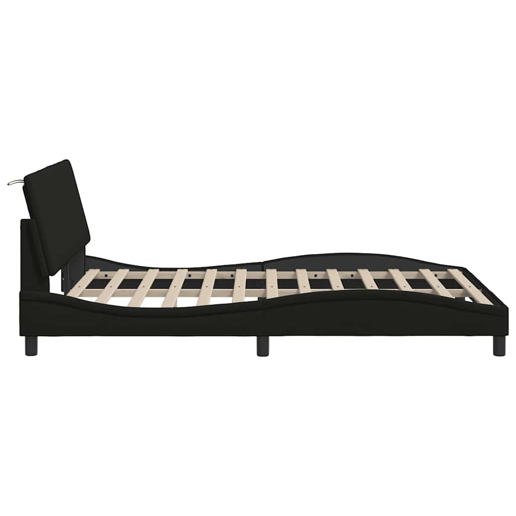 Bedframe zonder matras "Hanko" stof zwart 140x190 cm is nu te koop bij PeponiXL, paradijselijk wonen!